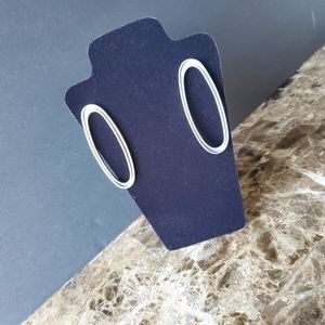 Retro Sterling Silver Geometric Hoop Earrings